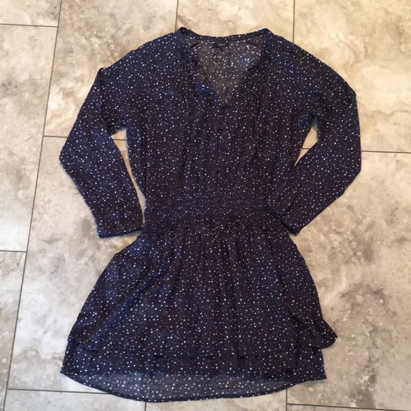 Rails navy print elasticized waist button front fit flare long mini dress nwot - Picture 6 of 8